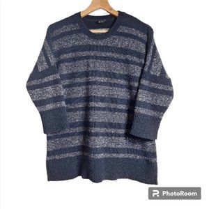 Theory Striped Pullover Cashmere Blend Sweater 3/4 Sleeve Size Medium